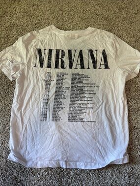 H&M White Nirvana Back-Print Tour Tee - Black Print